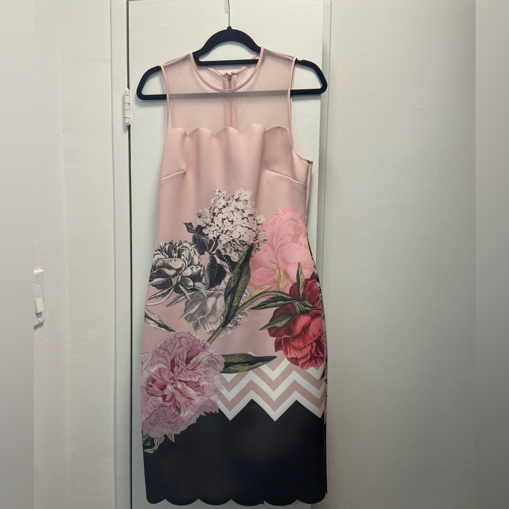 Ted Baker Sleeveless Pink Floral Sheath Dress
